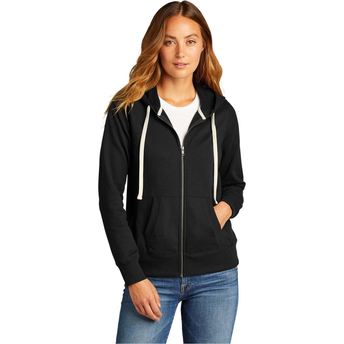 no-logo District Ladies Re-Fleece Full-Zip Hoodie-Regular-District-Thread Logic