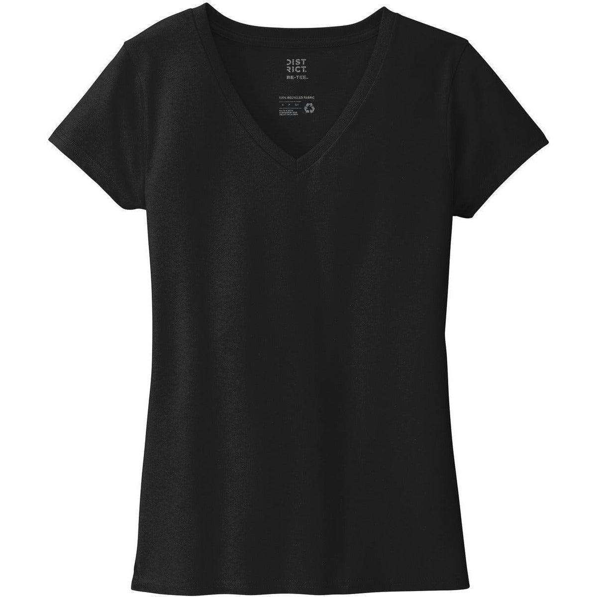 logo-left District Women's Re-Tee V-Neck-Polos-District-Black-XS-Thread Logic