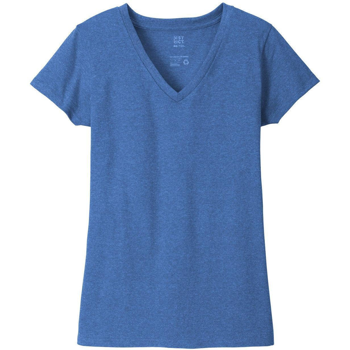 logo-left District Women's Re-Tee V-Neck-Polos-District-Blue Heather-XS-Thread Logic