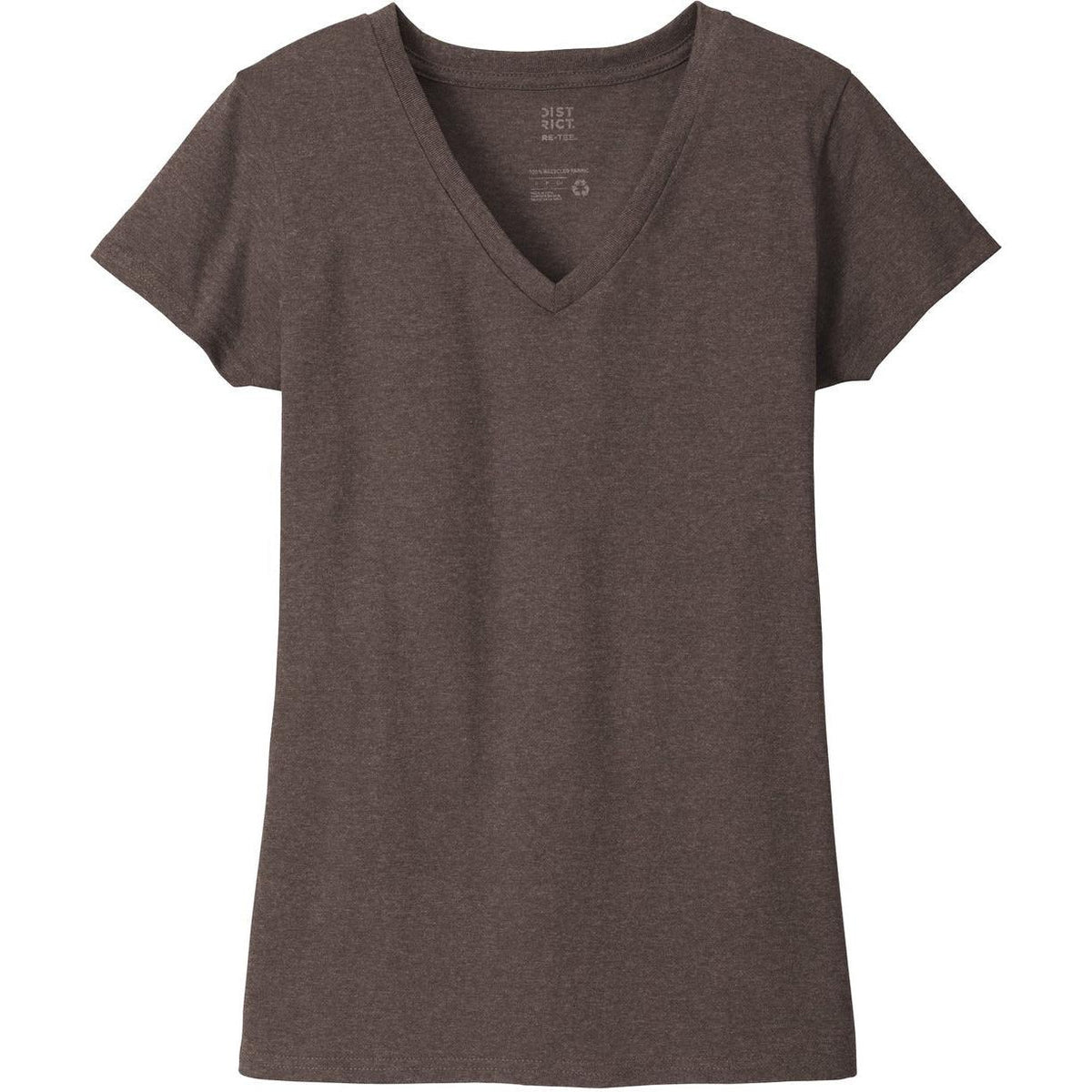 logo-left District Women's Re-Tee V-Neck-Polos-District-Deep Brown Heather-XS-Thread Logic