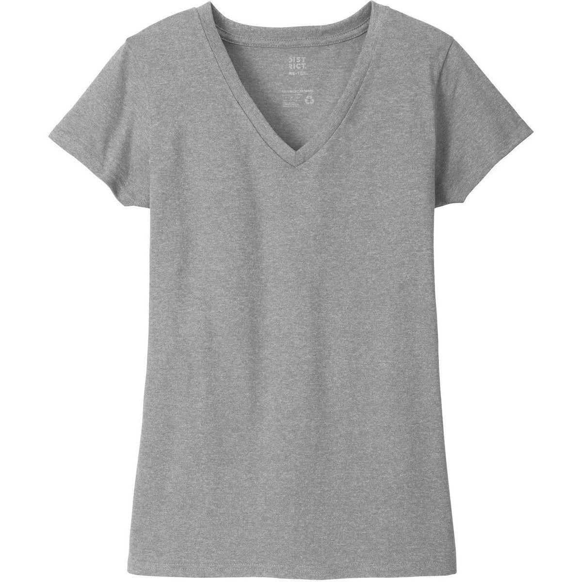 logo-left District Women's Re-Tee V-Neck-Polos-District-Light Heather Grey-XS-Thread Logic
