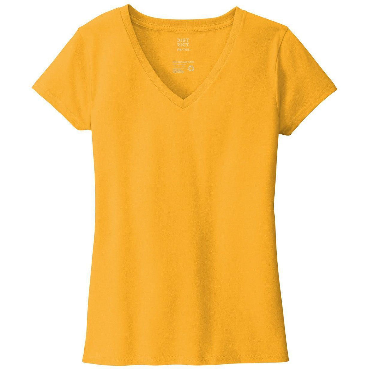 logo-left District Women's Re-Tee V-Neck-Polos-District-Maize Yellow-XS-Thread Logic