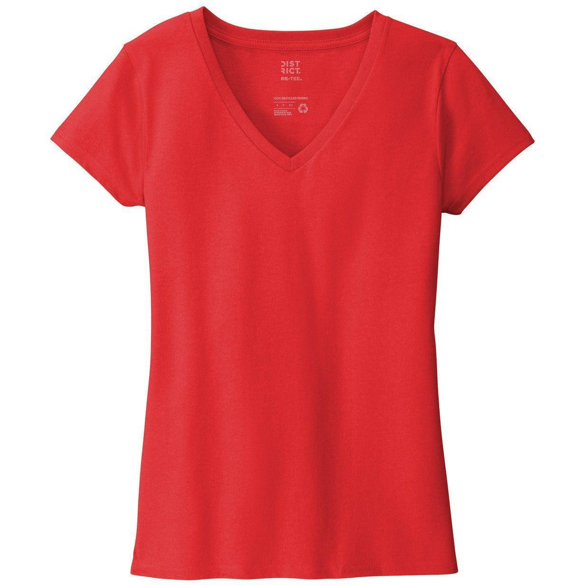 logo-left District Women's Re-Tee V-Neck-Polos-District-Ruby Red-XS-Thread Logic