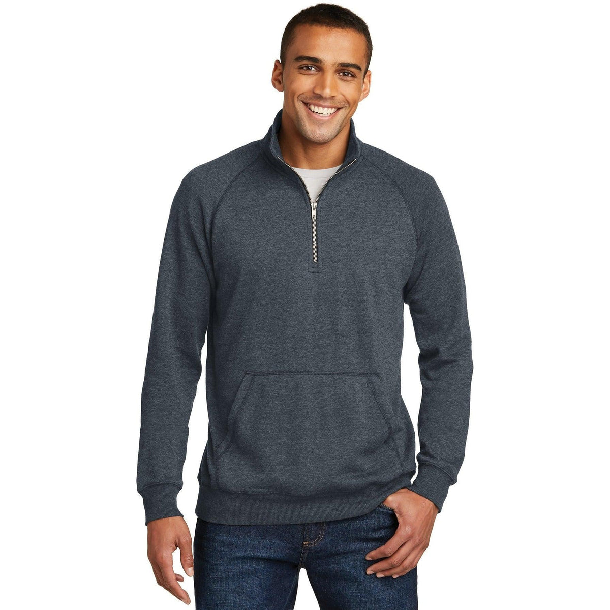 no-logo District Lightweight Fleece 1/4-Zip-Quarter Zips-District-Thread Logic