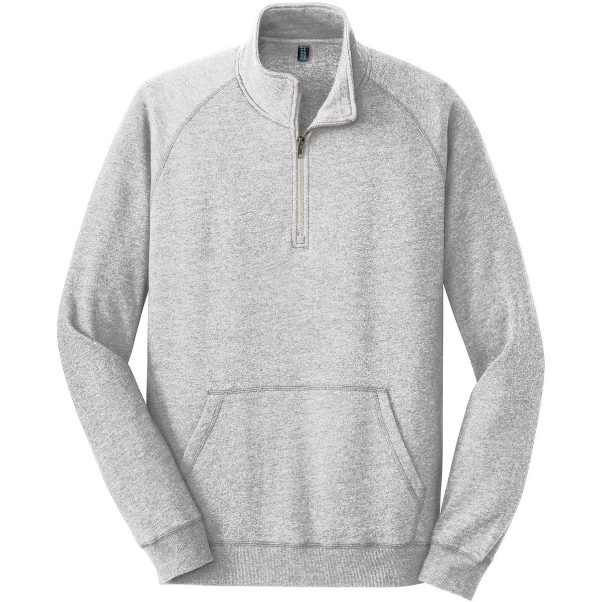 no-logo District Lightweight Fleece 1/4-Zip-Quarter Zips-District-Heathered Grey-XS-Thread Logic