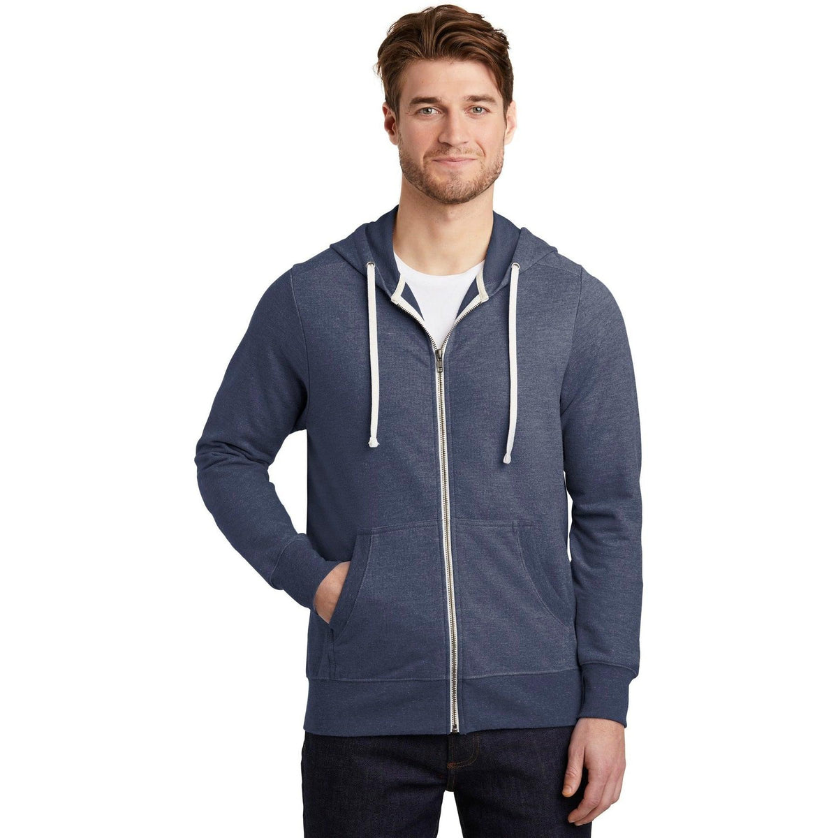 no-logo District Perfect Tri French Terry Full-Zip Hoodie-Full Zips-District-Thread Logic