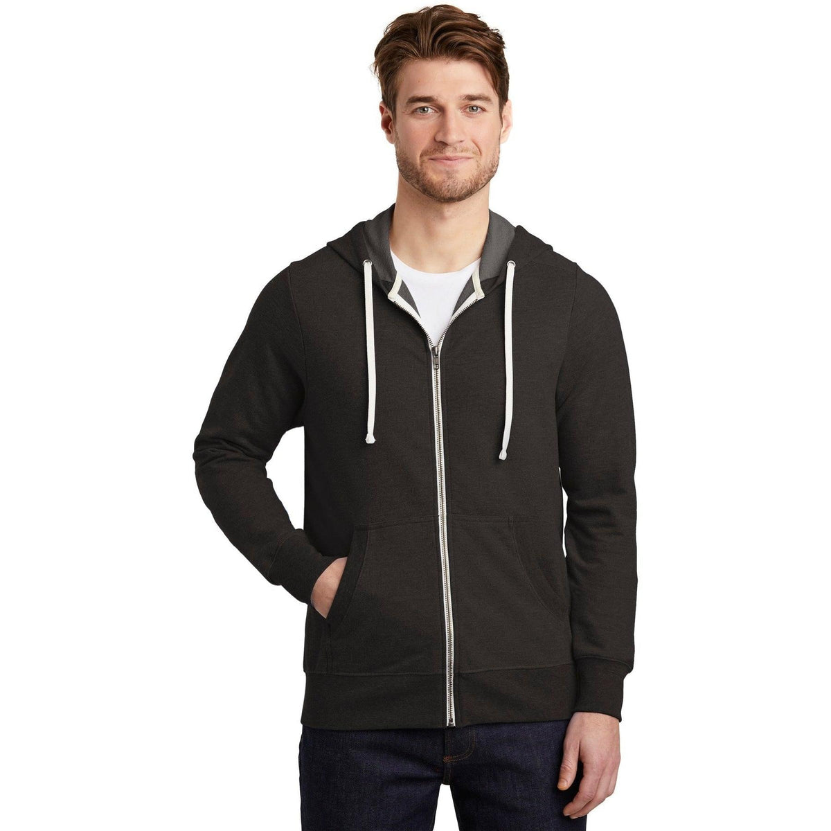 no-logo District Perfect Tri French Terry Full-Zip Hoodie-Full Zips-District-Thread Logic