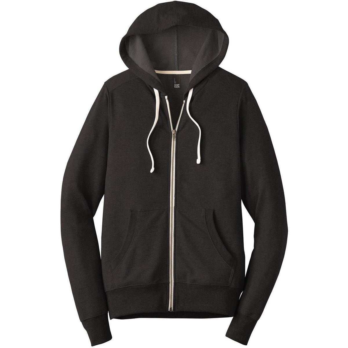 no-logo CLOSEOUT - District Perfect Tri French Terry Full-Zip Hoodie-Full Zips-District-Black-XS-Thread Logic