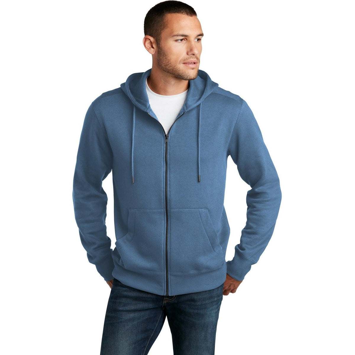 no-logo District Perfect Weight Fleece Full-Zip Hoodie-Regular-District-Thread Logic