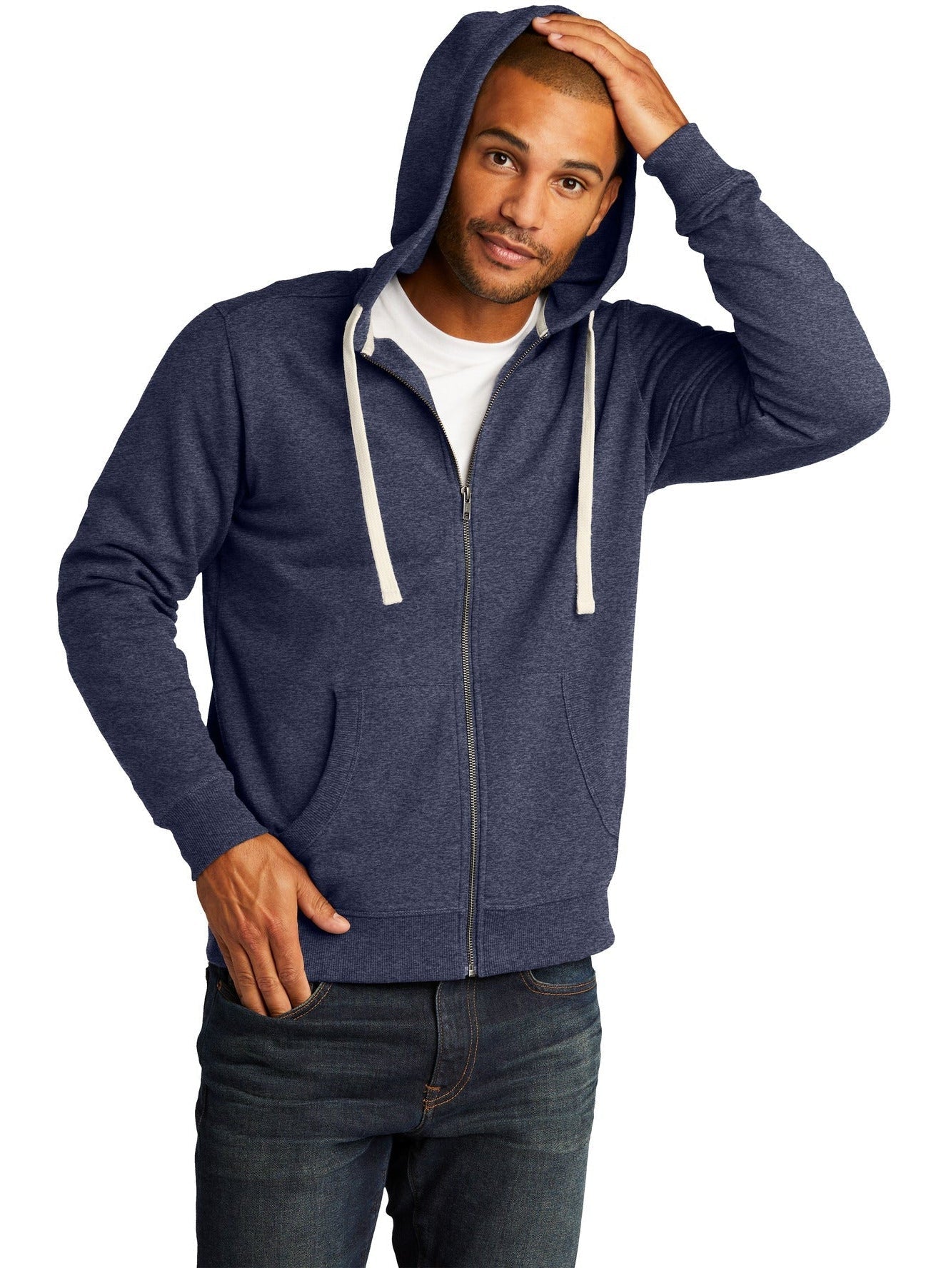District DT8102 Full-Zip Sweatshirt with Custom Embroidery