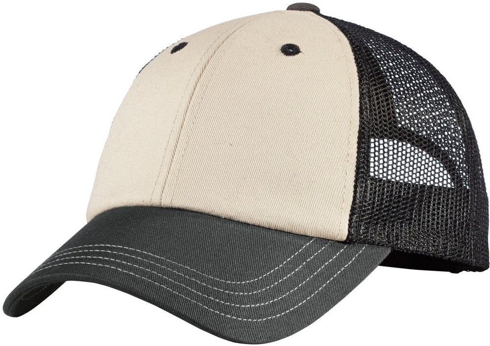 no-logo District Tri-Tone Mesh Back Cap-Regular-District-Sandstone/Charcoal/Black-OSFA-Thread Logic 