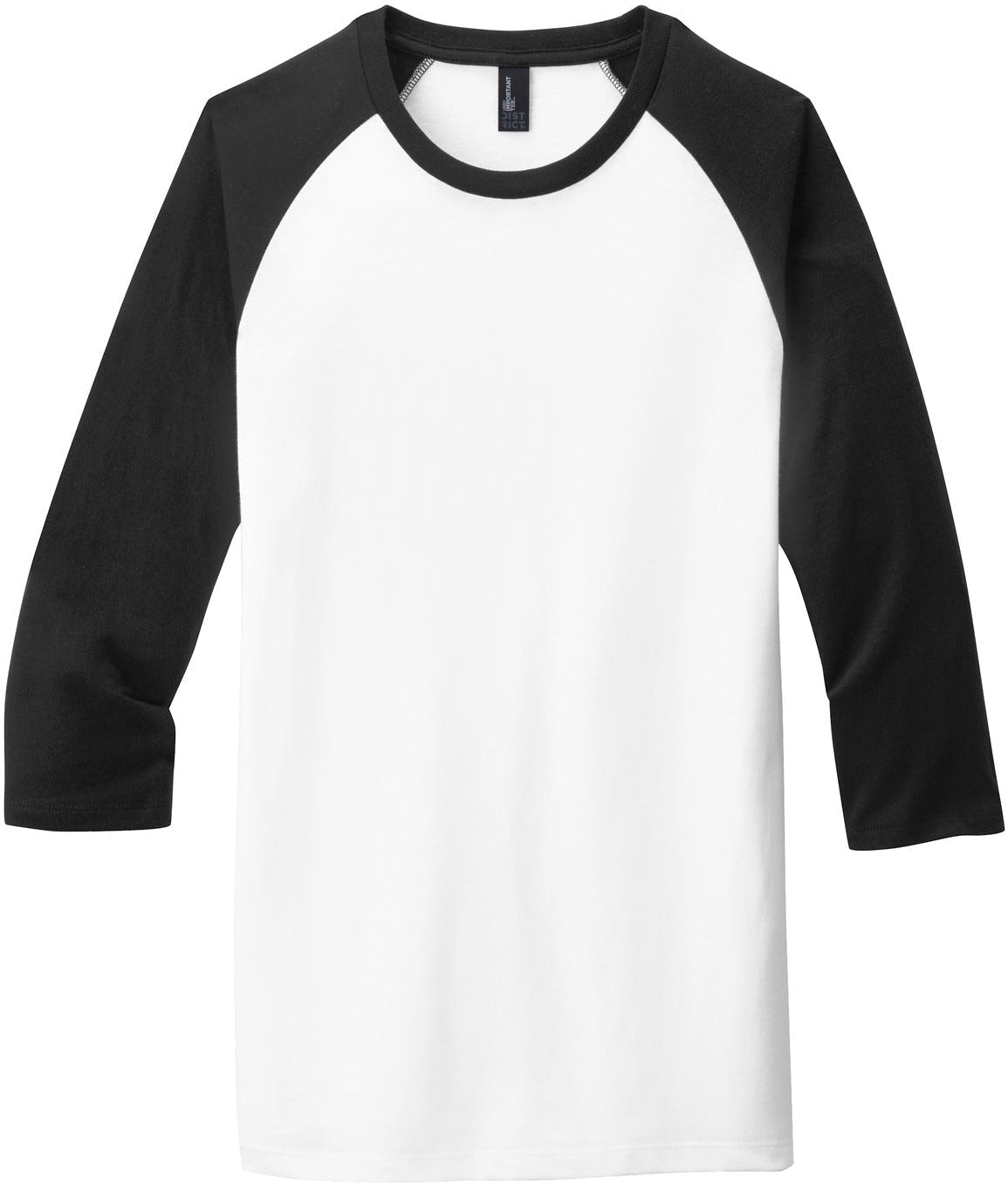 No-Logo CLOSEOUT - District Very Important Tee 3/4-Sleeve Raglan-Active-District-Black/White-S-Thread Logic