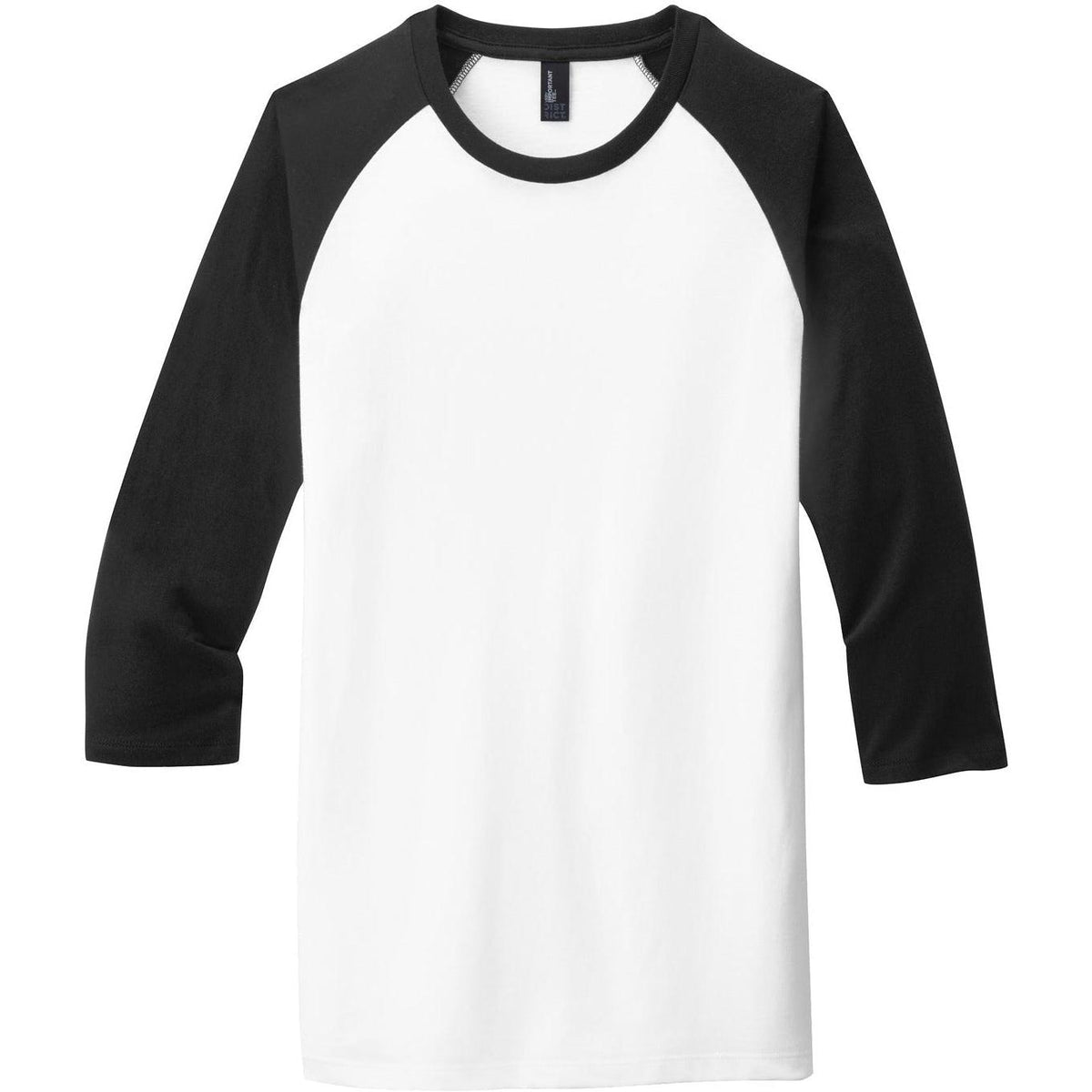 no-logo CLOSEOUT - District Very Important Tee 3/4-Sleeve Raglan-Active-District-Black/White-S-Thread Logic
