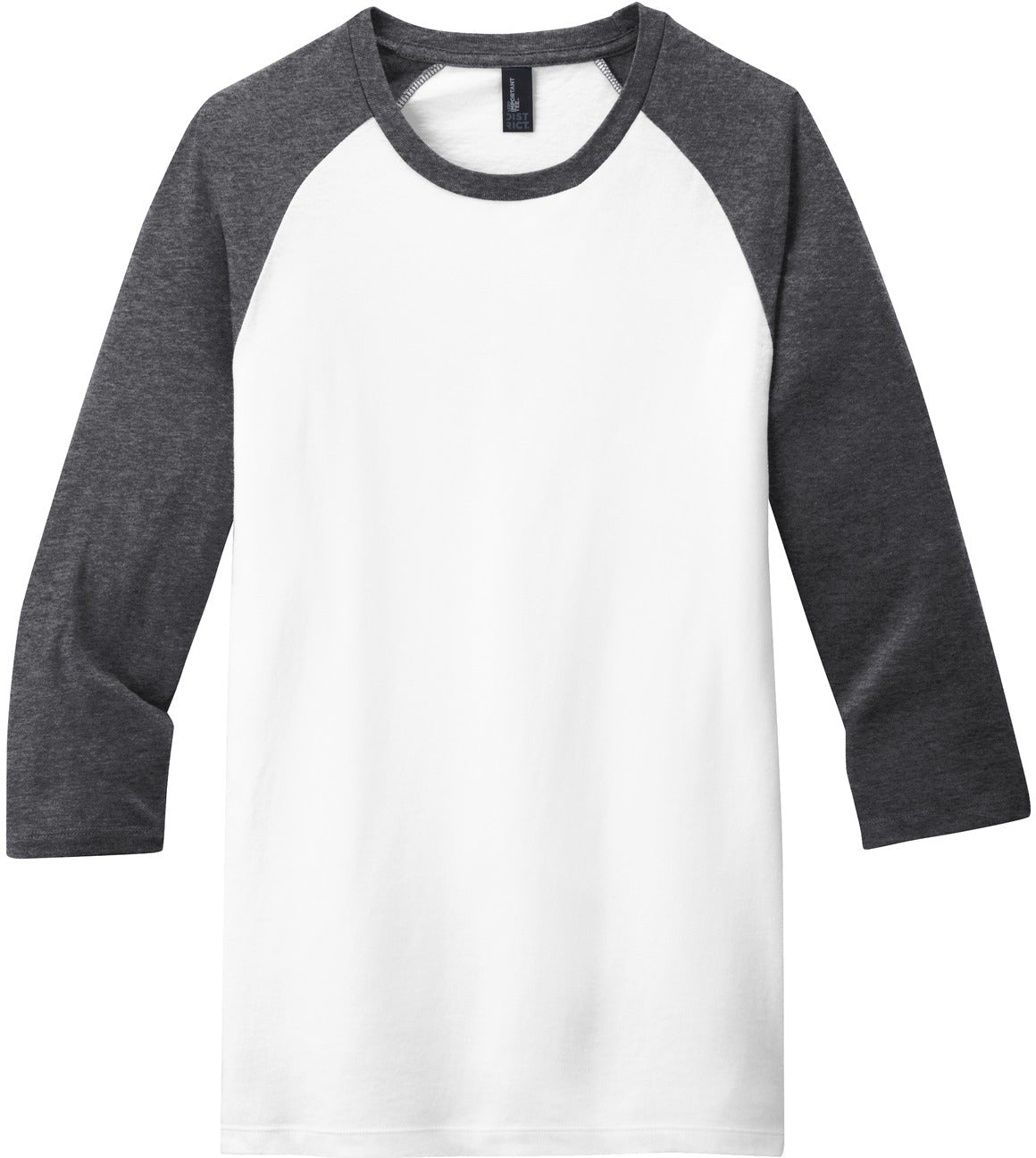 No-Logo CLOSEOUT - District Very Important Tee 3/4-Sleeve Raglan-Active-District-Heathered Charcoal/White-S-Thread Logic