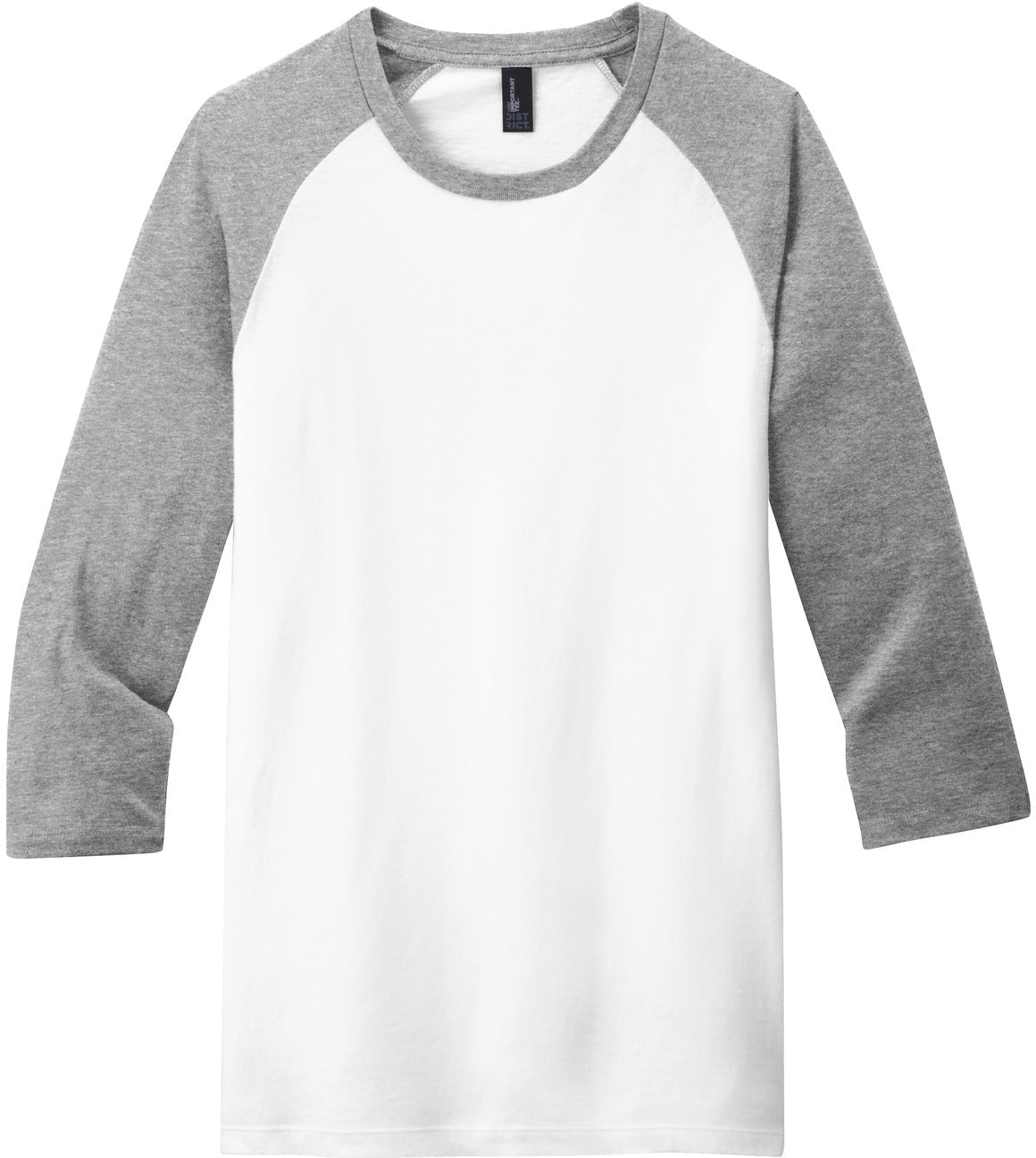 No-Logo CLOSEOUT - District Very Important Tee 3/4-Sleeve Raglan-Active-District-Light Heather Grey/White-S-Thread Logic