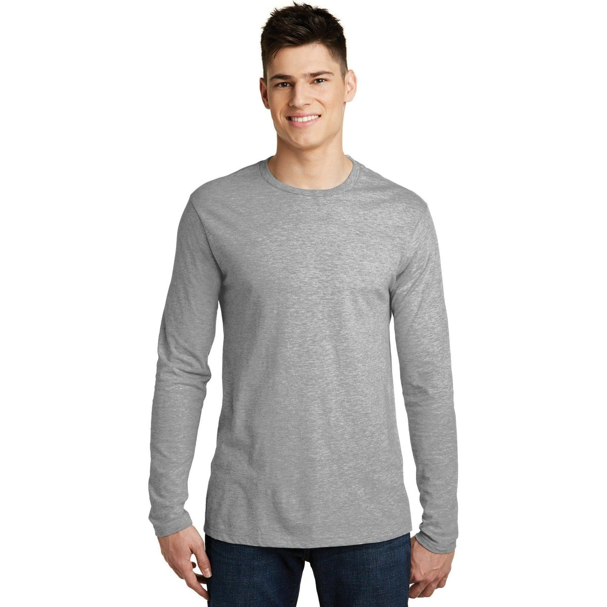logo-left District Very Important Tee Long Sleeve-Regular-District-Light Heather Grey-S-Thread Logic