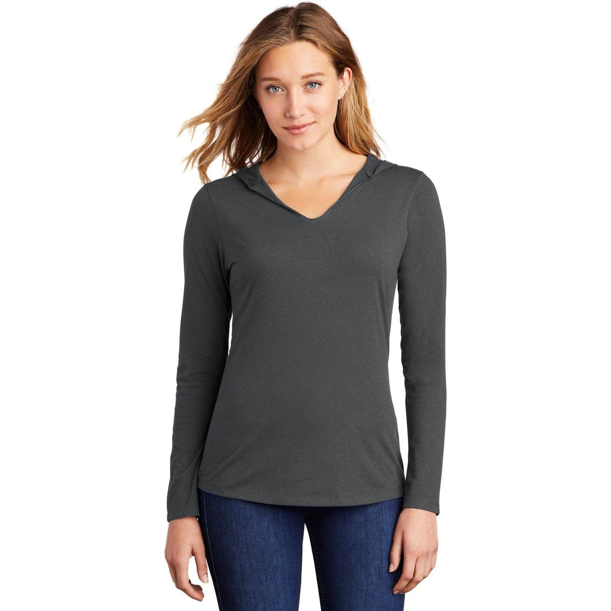 no-logo District Women’s Perfect Tri-Long Sleeve Hoodie-Regular-District-Thread Logic