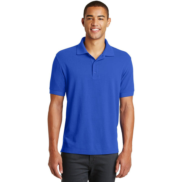 no-logo CLOSEOUT - Eddie Bauer Cotton Pique Polo-Eddie Bauer-Brilliant Blue-L-Thread Logic