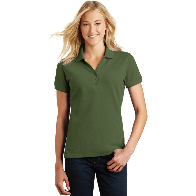 no-logo CLOSEOUT - Eddie Bauer Ladies Cotton Pique Polo-Eddie Bauer-Evergreen-L-Thread Logic