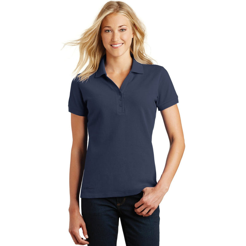 no-logo CLOSEOUT - Eddie Bauer Ladies Cotton Pique Polo-Eddie Bauer-River Blue Navy-M-Thread Logic