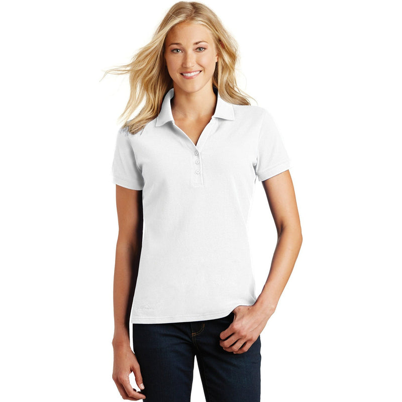 no-logo CLOSEOUT - Eddie Bauer Ladies Cotton Pique Polo-Eddie Bauer-White-L-Thread Logic