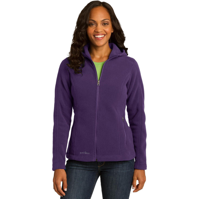 no-logo CLOSEOUT - Eddie Bauer Ladies Hooded Full-Zip Fleece Jacket-Eddie Bauer-Blackberry-L-Thread Logic