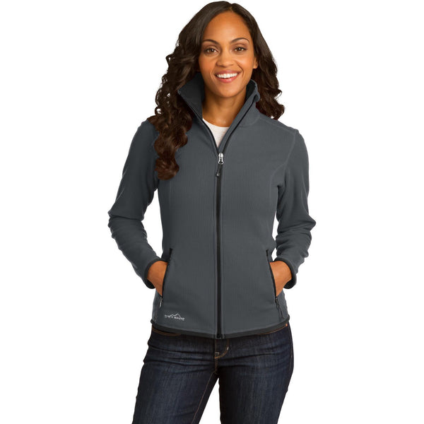 no-logo CLOSEOUT - Eddie Bauer Ladies Full-Zip Vertical Fleece Jacket-Eddie Bauer-Iron Gate-L-Thread Logic