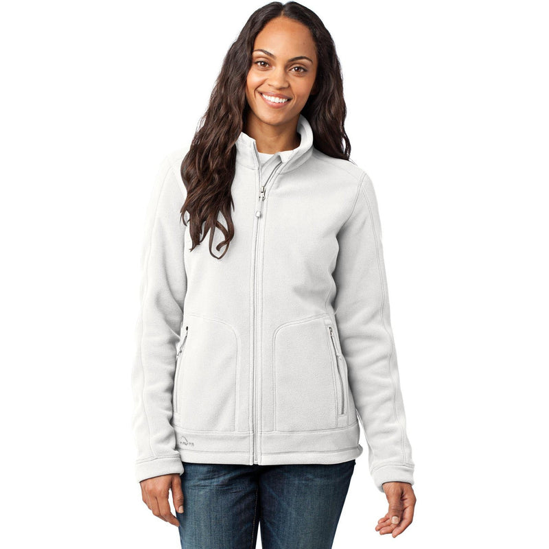 no-logo CLOSEOUT - Eddie Bauer Ladies Wind-Resistant Full-Zip Fleece Jacket-Eddie Bauer-Off White-L-Thread Logic