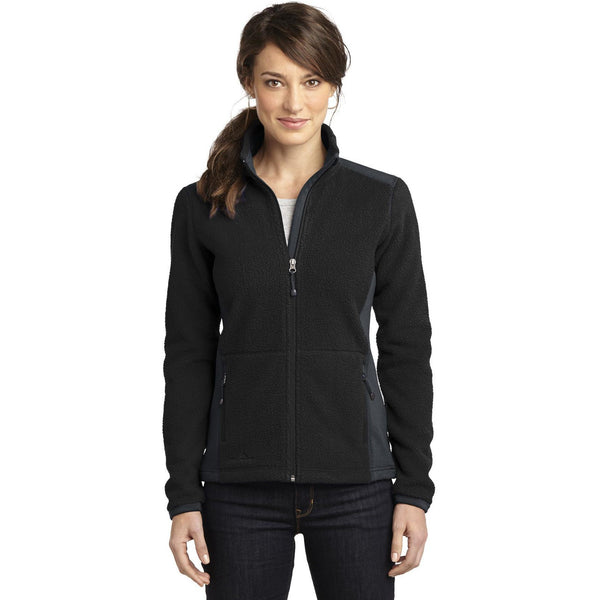 no-logo CLOSEOUT - Eddie Bauer Ladies Full-Zip Sherpa Fleece Jacket-Eddie Bauer-Black/Grey Steel-L-Thread Logic