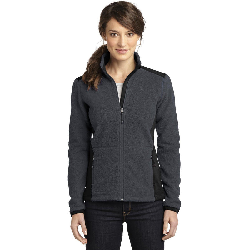 no-logo CLOSEOUT - Eddie Bauer Ladies Full-Zip Sherpa Fleece Jacket-Eddie Bauer-Grey Steel/Black-L-Thread Logic