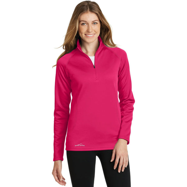 no-logo CLOSEOUT - Eddie Bauer Ladies Smooth Fleece 1/2-Zip-Eddie Bauer-Pink Lotus-XS-Thread Logic