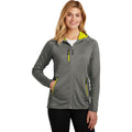 no-logo CLOSEOUT - Eddie Bauer Ladies Sport Hooded Full-Zip Fleece Jacket-Eddie Bauer-Metal Grey/Grey Steel/Citron-L-Thread Logic