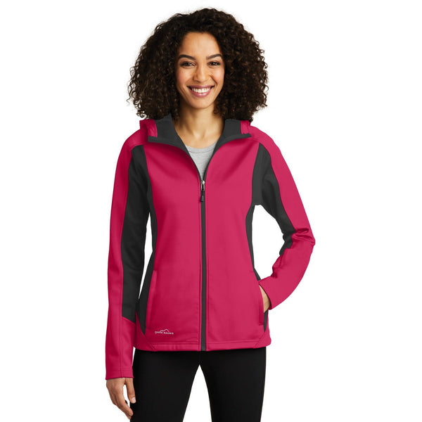 no-logo CLOSEOUT - Eddie Bauer Ladies Trail Soft Shell Jacket-Eddie Bauer-Pink Lotus/Grey Steel-L-Thread Logic