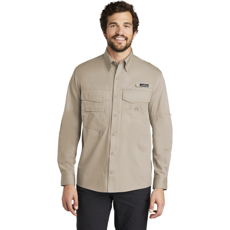 no-logo CLOSEOUT - Eddie Bauer Long Sleeve Fishing Shirt-Eddie Bauer-Driftwood-XS-Thread Logic
