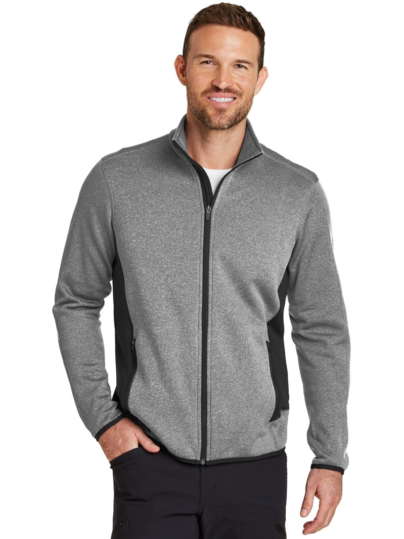 no-logo Eddie Bauer Full-Zip Heather Stretch Fleece Jacket-Regular-Eddie Bauer-Thread Logic