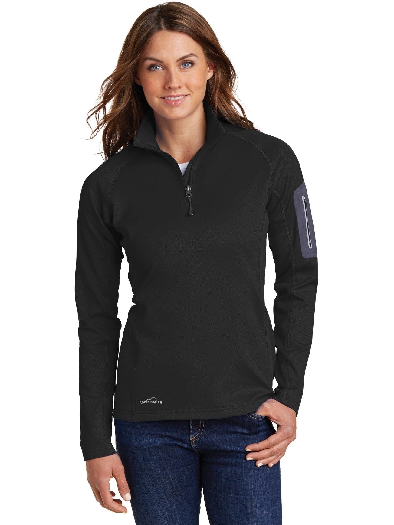 no-logo Eddie Bauer Ladies 1/2 Zip Performance Fleece Jacket-Regular-Eddie Bauer-Thread Logic