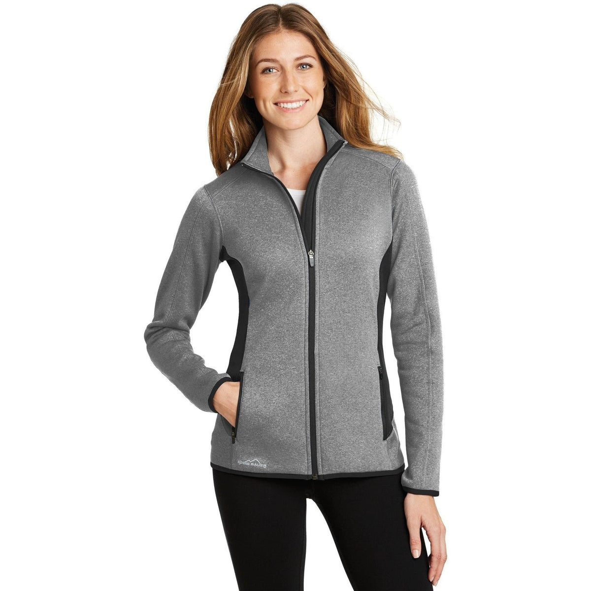 no-logo Eddie Bauer Ladies Full-Zip Heather Stretch Fleece Jacket-Regular-Eddie Bauer-Thread Logic