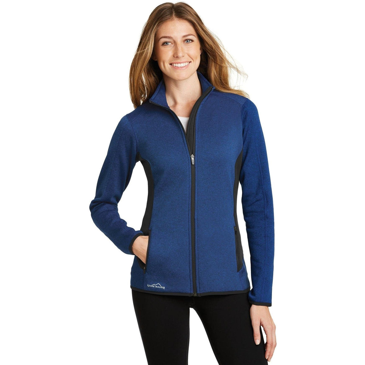 no-logo Eddie Bauer Ladies Full-Zip Heather Stretch Fleece Jacket-Regular-Eddie Bauer-Thread Logic