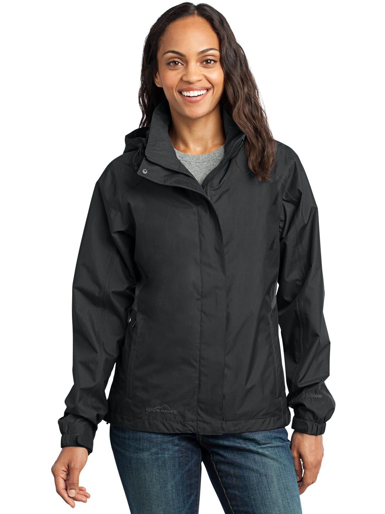 no-logo Eddie Bauer Ladies Rain Jacket-Regular-Eddie Bauer-Black/Steel Grey-XS-Thread Logic