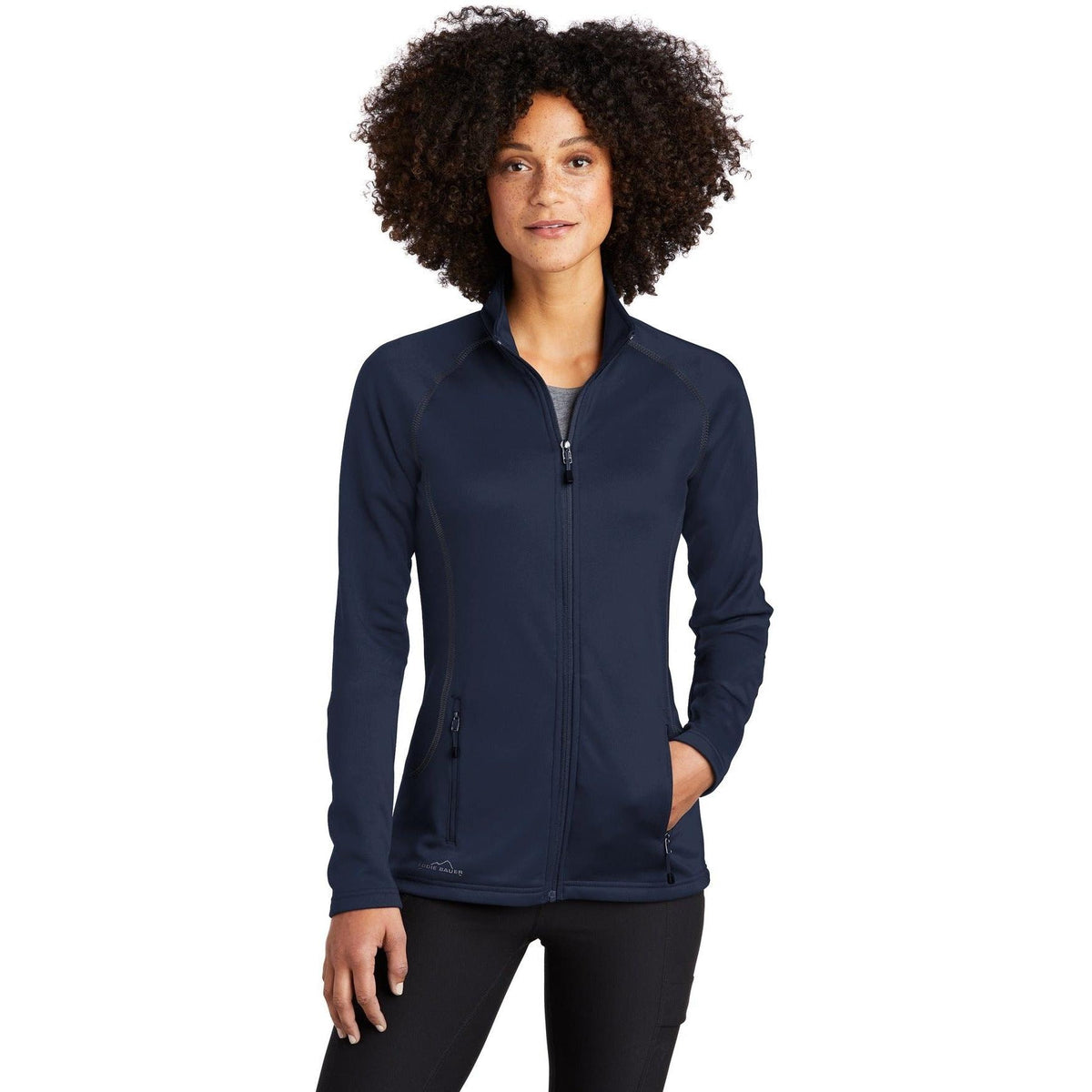 no-logo Eddie Bauer Ladies Smooth Fleece Base Layer Full-Zip-Regular-Eddie Bauer-River Blue Navy-S-Thread Logic