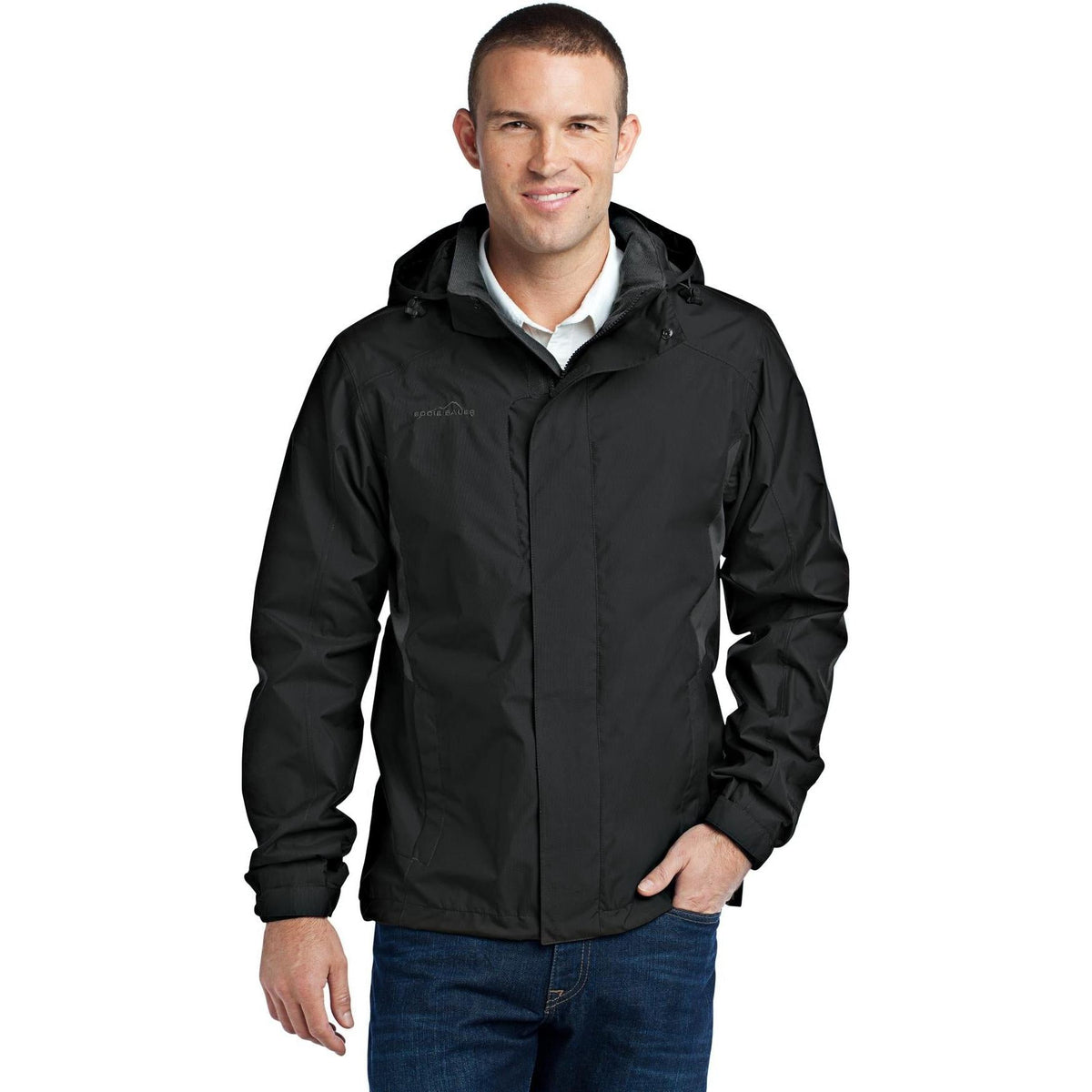 no-logo Eddie Bauer Rain Jacket-Regular-Eddie Bauer-Black/Steel Grey-S-Thread Logic