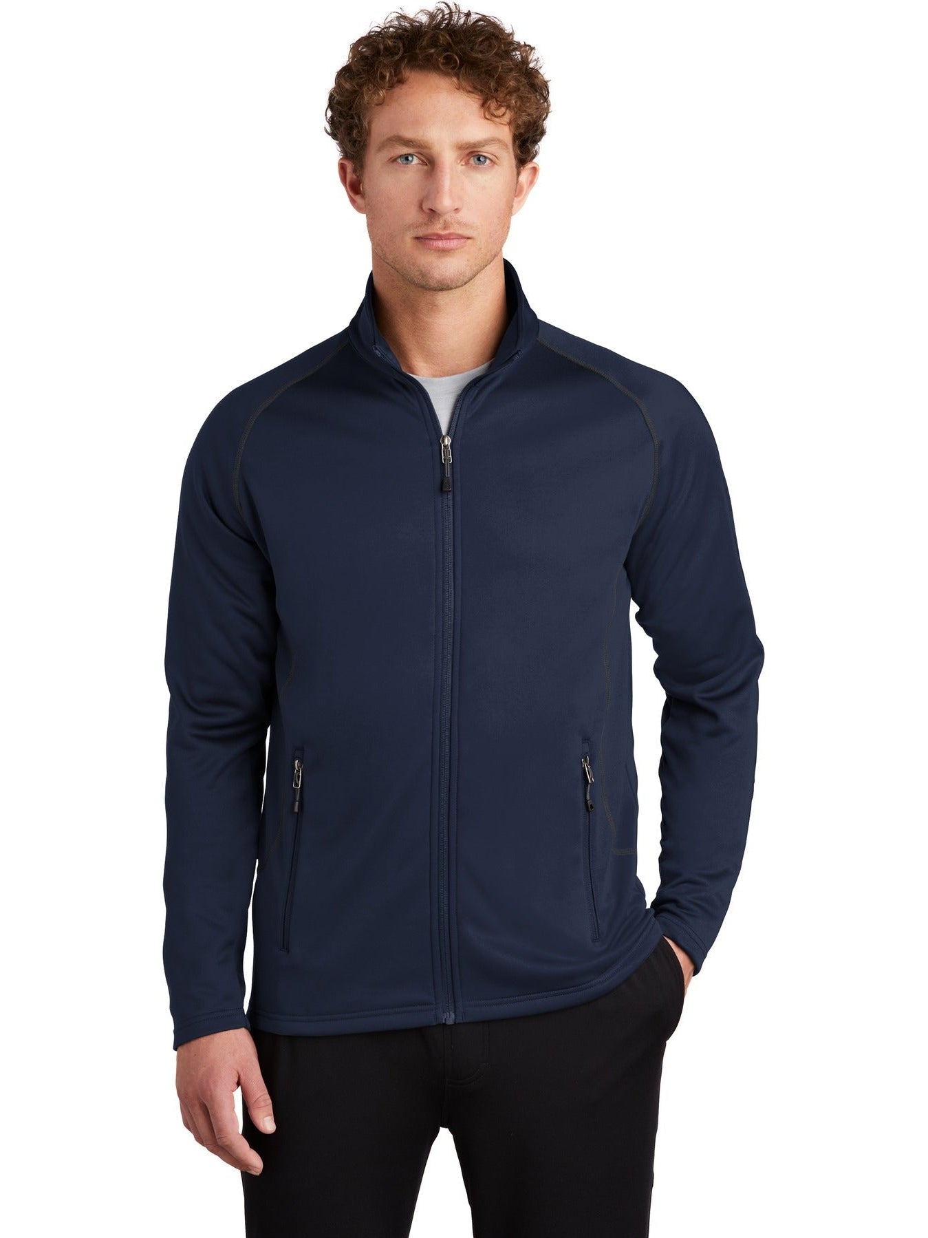 no-logo Eddie Bauer Smooth Fleece Base Layer Full-Zip-Regular-Eddie Bauer-River Blue Navy-S-Thread Logic