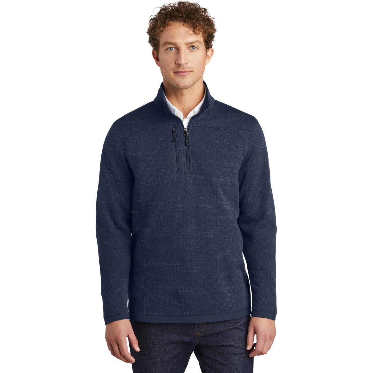no-logo Eddie Bauer Sweater Fleece 1/4-Zip-Regular-Eddie Bauer-River Blue Navy Heather-S-Thread Logic