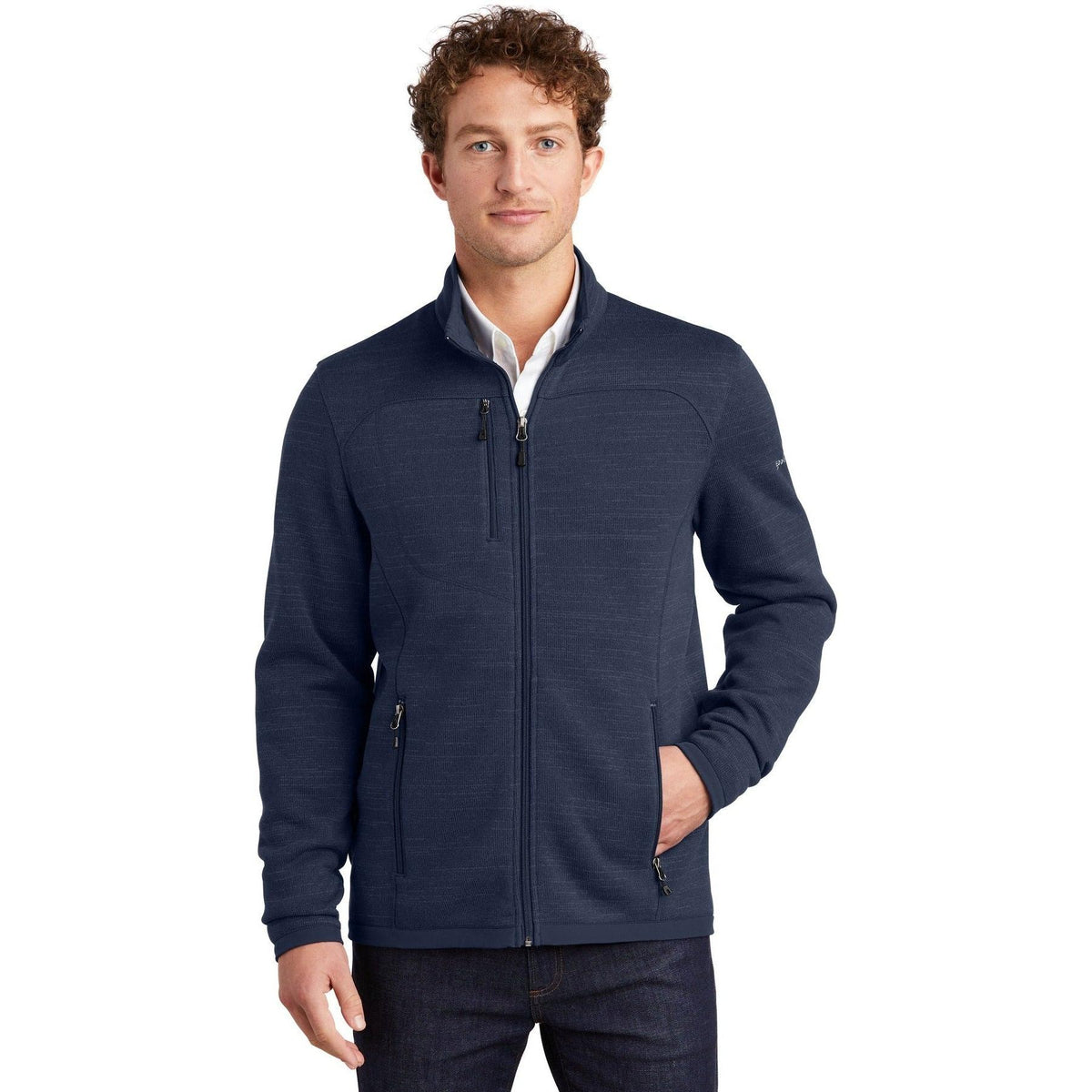 no-logo Eddie Bauer Sweater Fleece Full Zip-Regular-Eddie Bauer-River Blue Navy Heather-S-Thread Logic