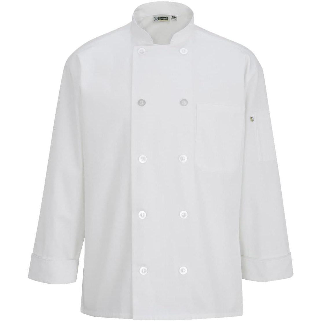 no-logo Edwards 10 Button Chef Coat with Mesh-Men's Chef Coats-Edwards-White-XS-Thread Logic