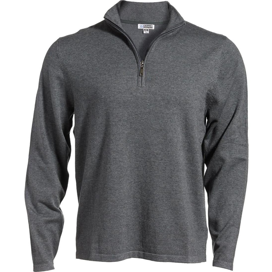 no-logo Edwards 1/4 Zip Fine Gauge Sweater-Sweaters-Edwards-Smoke Heather-XS-Thread Logic