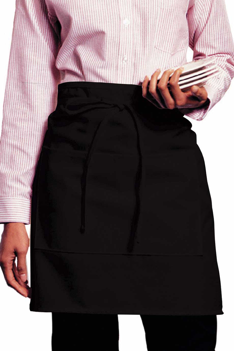 no-logo Edwards 2 Pocket Half Bistro Apron-APRONS-Edwards-Black-1 Size-Thread Logic