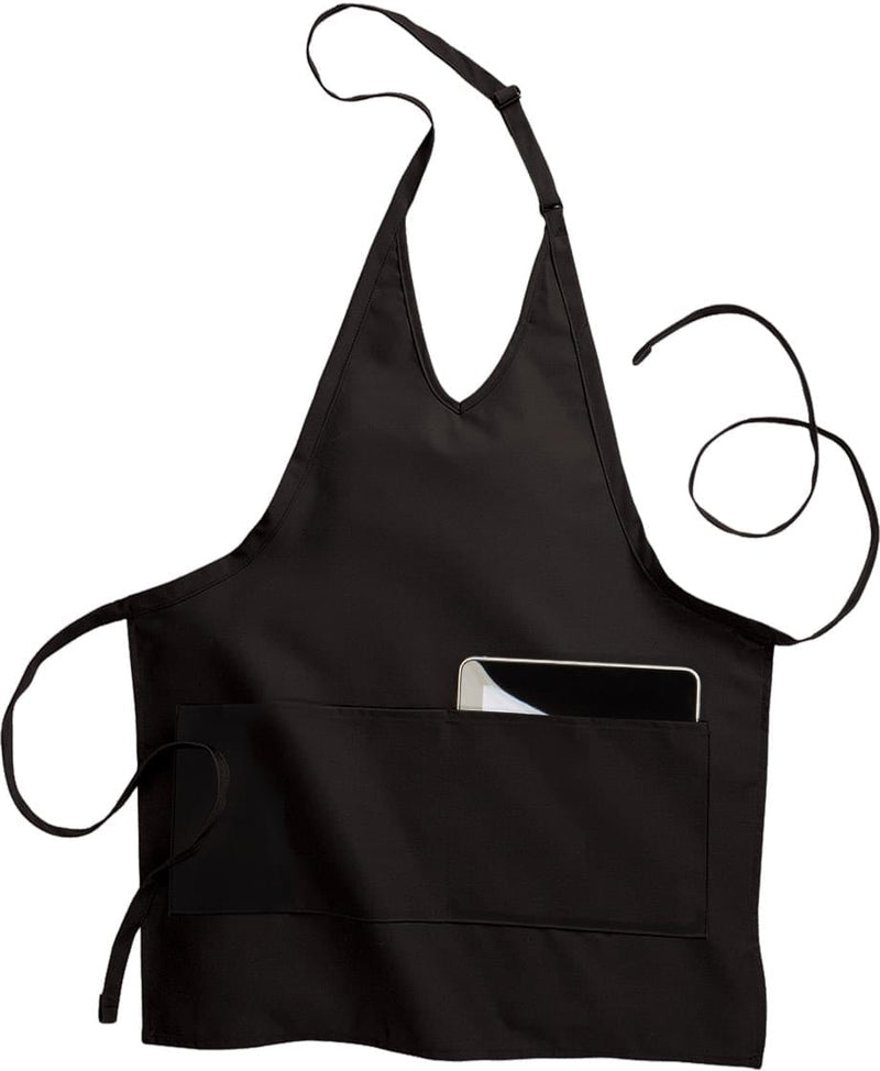 no-logo Edwards 2 Pocket V Neck Bib Apron-APRONS-Edwards-Black-1 Size-Thread Logic