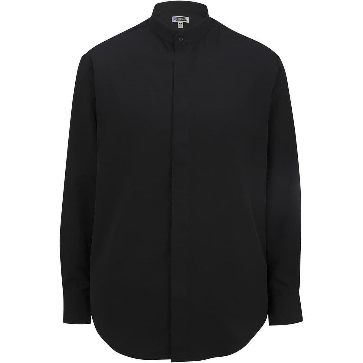 no-logo Edwards Bastiste Banded Collar Shirt-Dress Shirts-Edwards-Black-S-Thread Logic