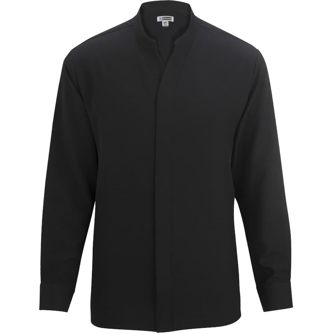 no-logo Edwards Bastiste Stand Up Collar Shirt-Dress Shirts-Edwards-Black-S-Thread Logic